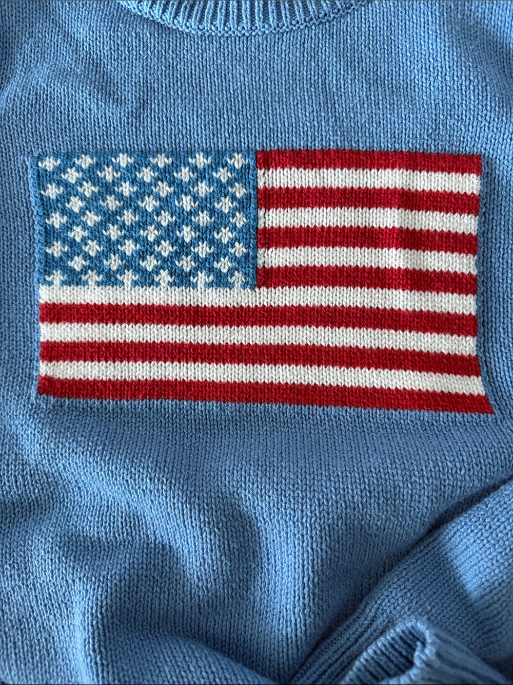 Sail to Sable Light Blue Crewneck Sweater with Flag Motif Americana - Picture 5 of 5